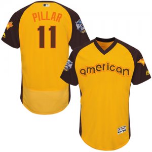 Mens Majestic Toronto Blue Jays #11 Kevin Pillar Yellow 2016 All-Star American League BP Authentic Collection Flex Base MLB Jersey