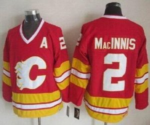 Calgary Flames #2 Al MacInnis Red CCM Throwback Stitched NHL Jersey