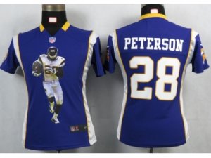 Nike Womens Minnesota Vikings #28 Peterson Purple Portrait Fashion Game Jersey