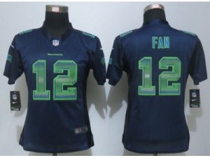 Women New Nike Seattle Seahawks #12 Fan Navy Blue Strobe Jerseys