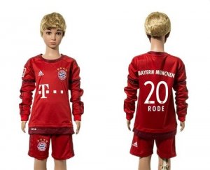 Bayern Munchen #20 Rode Home Long Sleeves Kid Soccer Club Jersey