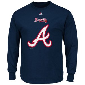 MLB Men\'s Atlanta Braves Majestic Critical Victory Long Sleeve T-Shirt - Navy