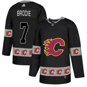 Flames #7 T.J. Brodie Black Team Logos Fashion Adidas Jersey