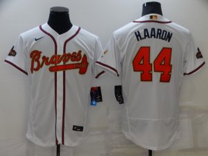 Braves #44 Hank Aaron White 2022 Gold Program Nike Flexbase Jersey