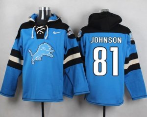 Nike Detroit Lions #81 Calvin Johnson Blue Player Pullover NFL Hoodie