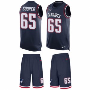 Mens Nike New England Patriots #65 Jonathan Cooper Limited Navy Blue Tank Top Suit NFL Jersey