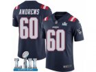 Youth Nike New England Patriots #60 David Andrews Limited Navy Blue Rush Vapor Untouchable Super Bowl LII NFL Jersey