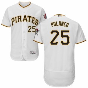 Men\'s Majestic Pittsburgh Pirates #25 Gregory Polanco White Flexbase Authentic Collection MLB Jersey