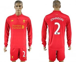 Liverpool #2 Johnson Home Long Sleeves Soccer Club Jersey