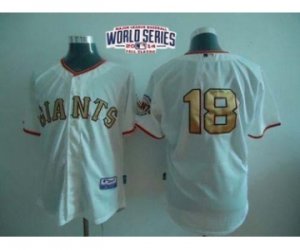 2014 world series mlb jerseys san francisco giants #18 cain cream(number golden)