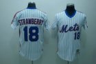 mlb new york mets #18 strawberry m&n white(blue strip)