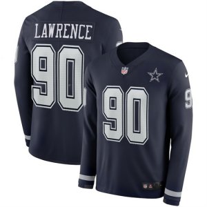 Nike Cowboys #90 Demarcus Lawrence Navy Therma Long Sleeve Jersey