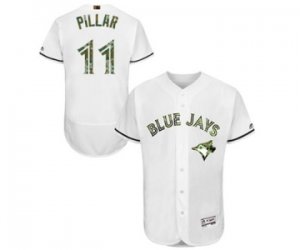 Mens Majestic Toronto Blue Jays #11 Kevin Pillar Authentic White 2016 Memorial Day Fashion Flex Base MLB Jersey