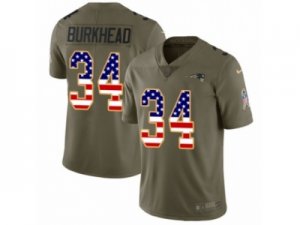 Men Nike New England Patriots #34 Rex Burkhead Limited Olive USA Flag 2017 Salute to Service NFL Jersey