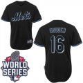 New York Mets #16 Dwight Gooden Black Fashion W 2015 World Series Patch Stitched MLB Jersey