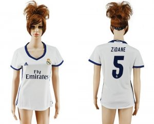 Womens Real Madrid #5 Zidane Home Soccer Club Jersey