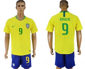 Brazil 9 RONALDO Home 2018 FIFA World Cup Soccer Jersey