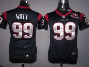 Nike Women Houston Texans #99 Watt Blue jerseys W 10th Patch