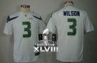 Nike Seattle Seahawks #3 Russell Wilson White Super Bowl XLVIII Youth NFL Jersey