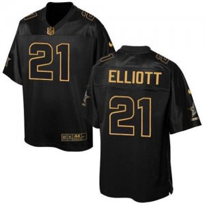 Nike Dallas Cowboys #21 Ezekiel Elliott Black Men\'s Stitched NFL Elite Pro Line Gold Collection Jersey