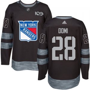 New York Rangers #28 Tie Domi Black 1917-2017 100th Anniversary Stitched NHL Jersey