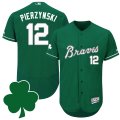 2016 Mens Atlanta Braves #12 A.J. Pierzynski St. Patricks Day Green Celtic Flexbase Authentic Collection Jersey