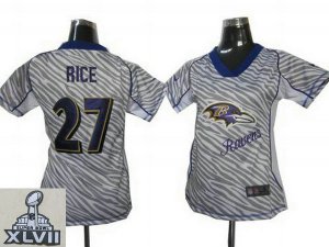 2013 Super Bowl XLVII Women NEW NFL Baltimore Ravens #27 Ray Rice Zebra Field Flirt Fashion Jerseys