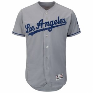 Men\'s Los Angeles Dodgers Majestic Road Blank Gray Flex Base Authentic Collection Team Jersey