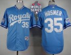 Kansas City Royals #35 Eric Hosmer Light Blue 1985 Turn Back The Clock W 2015 World Series Patch Stitched MLB Jersey