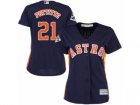 Women Majestic Houston Astros #21 Andy Pettitte Replica Navy Blue Alternate 2017 World Series Bound Cool Base MLB Jersey