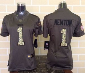Women Nike Carolina Panthers #1 Cam Newton Green Salute to Service Jerseys