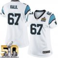Women Nike Panthers #67 Ryan Kalil White Super Bowl 50 Stitched Jersey