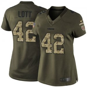 Women Nike San Francisco 49ers #42 Ronnie Lott Green Salute to Service Jerseys