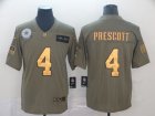 Nike Cowboys# 4 Dak Prescott 2019 Olive Gold Salute To Service Limited Jersey