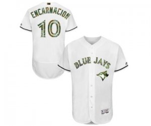 Mens Majestic Toronto Blue Jays #10 Edwin Encarnacion Authentic White 2016 Memorial Day Fashion Flex Base MLB Jersey