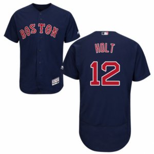 Men\'s Majestic Boston Red Sox #12 Brock Holt Navy Blue Flexbase Authentic Collection MLB Jersey