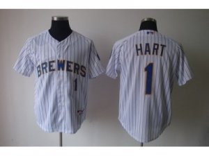 MLB Milwaukee Brewers #1 Corey Hart White Cool base[Blue stripe]