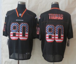 Nike Denver Broncos #80 Thomas Black Jerseys(Elite USA Flag Fashion)