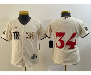 Women\'s Texas Rangers #34 Nolan Ryan Number Cream 2023 City Connect Stitched Baseball Jersey