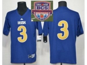 2013 BCS National Championship Norte Dame Fighting Irish #3 Blue Under The Lights College Football Jerseys