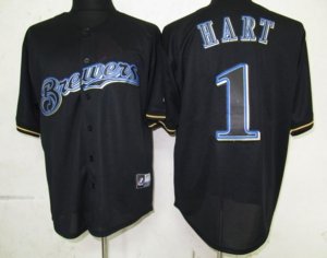 mlb milwaukee brewers #1 hart black fashion