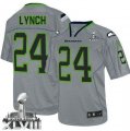 Nike Seattle Seahawks #24 Marshawn Lynch Lights Out Grey Super Bowl XLVIII Youth NFL Elite Jersey