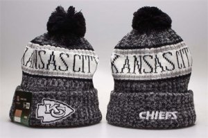 Chiefs Gray Wordmark Cuffed Pom Knit Hat YP