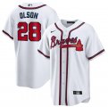 Braves# 28 Matt Olson White Nike Cool Base Jersey