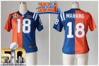 Women Nike Denver Broncos #18 Peyton Manning Orange Blue Super Bowl XLI & Super Bowl 50 Stitched Split Colts Jersey