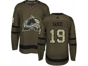 Youth Adidas Colorado Avalanche #19 Joe Sakic Green Salute to Service Stitched NHL Jersey