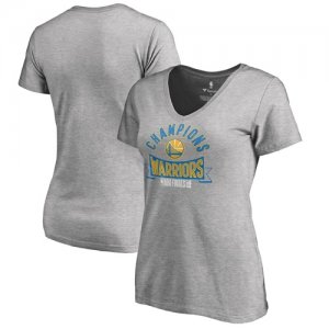 Golden State Warriors Fanatics Branded Womens 2018 NBA Finals Champions One Commitment Plus Size V-Neck T-Shirt Heather Gray