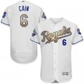 Men Kansas City Royals #6 Lorenzo Cain White World Series Champions Gold Program FlexBase MLB Jersey