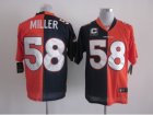 Nike NFL Denver Broncos #58 Von Miller Lights Out orange-blue jerseys[C Patch Elite split]