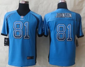 Youth 2014 New Nike Detroit Lions #81 Johnson Blue Jerseys(Drift Fashion)